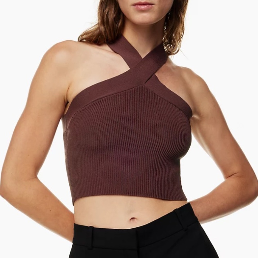 Aritzia Babaton Sculpt Knit Criss Cross Cropped Tank